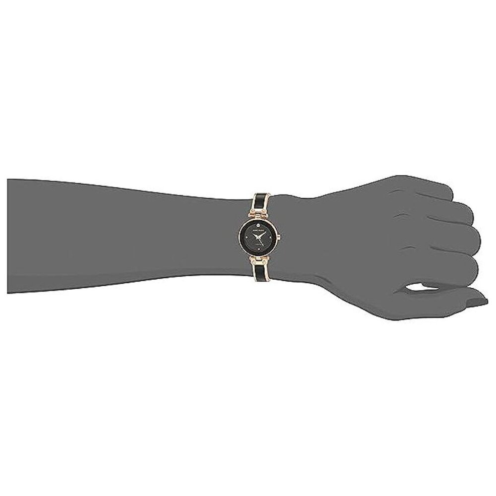 Women's Genuine Diamond Dial Bangle Watch Black/Rose Gold - Picture 2 of 4